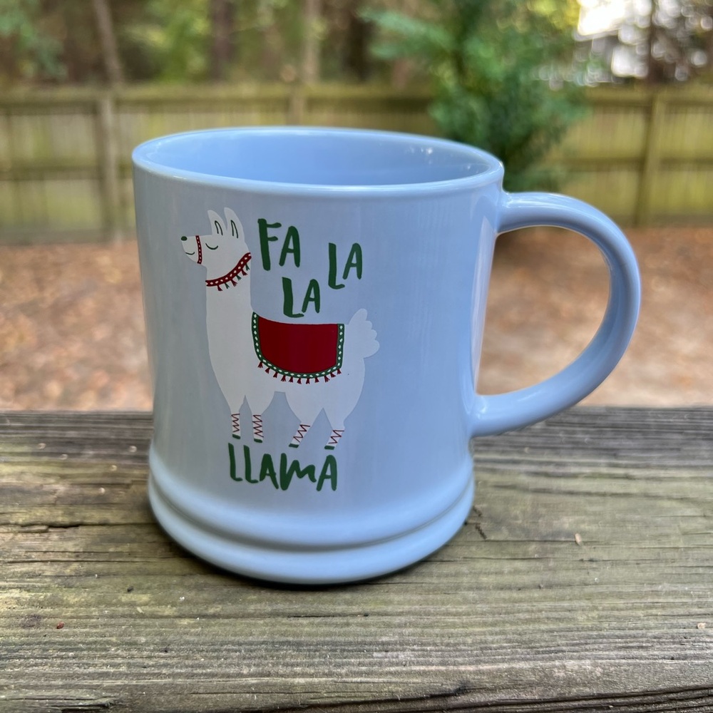THRESHOLD Fa La La Llama Light Blue Porcelain Christmas Mug